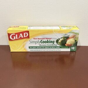 GLAD Simply Cooking Microwave Cooking Steaming Bags DISCONTINUED New Box of 10